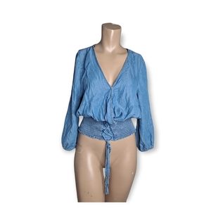 Haute Monde Crop Flutter 3/4 sleeve top size M